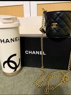 White Travel Tumbler with Black Logo With Box